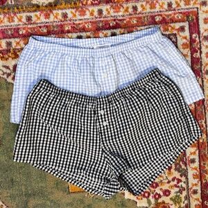 StarBelle Light Baby Blue Black & White Gingham Pajama Sleep Lounge Shorts